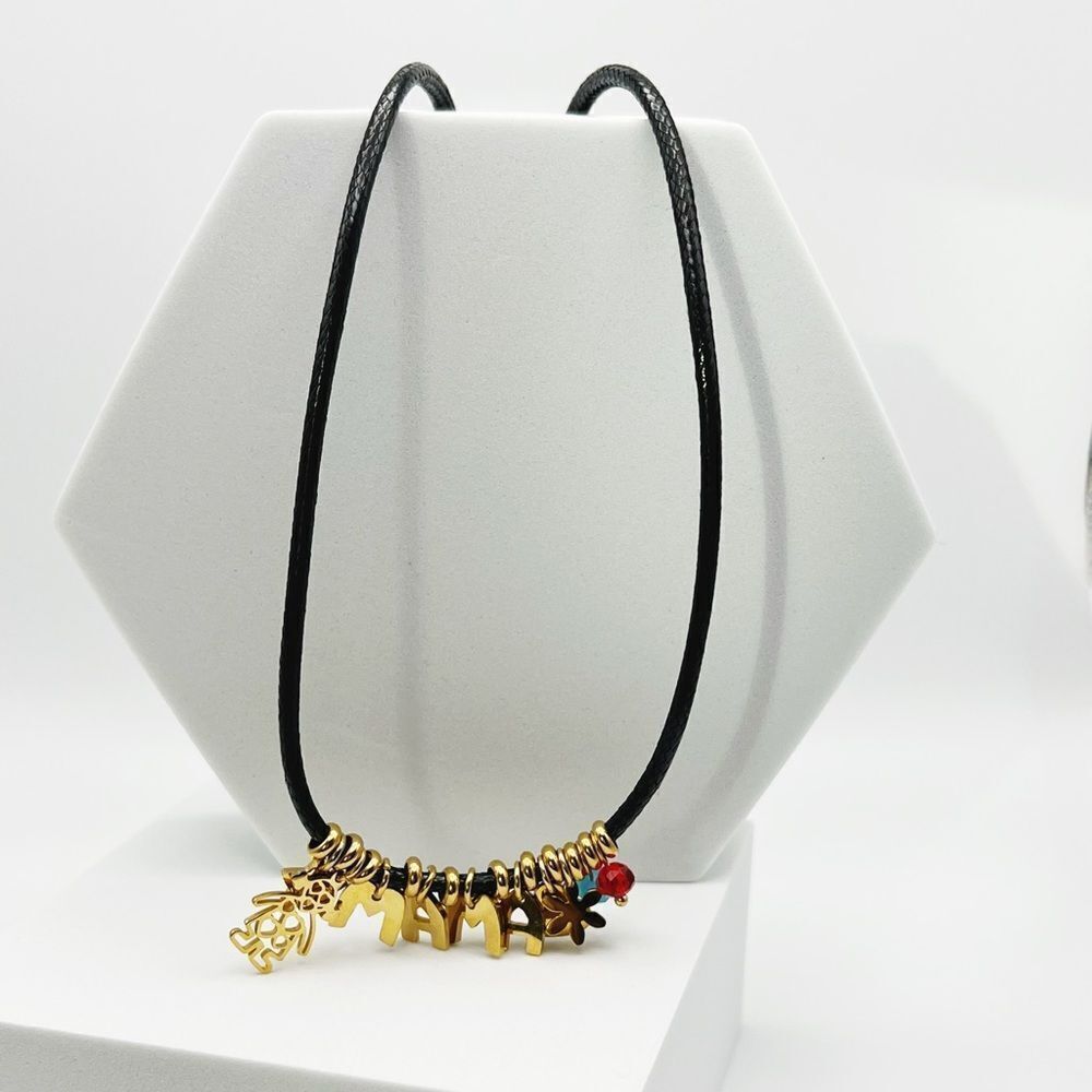 Leather long MAMA Necklace